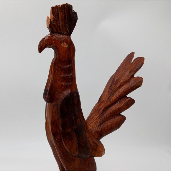 Vintage Carved Rooster Sculpture Wood Carving Chicken 19 Inch As Is Read - Picture 13 of 16